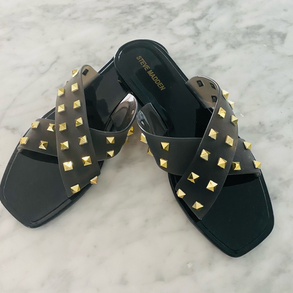 Steve Madden Black Studded Sandals